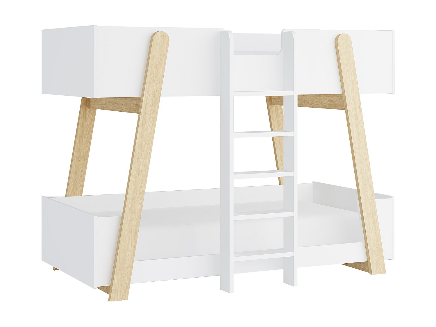 Etagenbett - 90 x 190 cm - Weiß und Natur - CORODELA günstig online kaufen