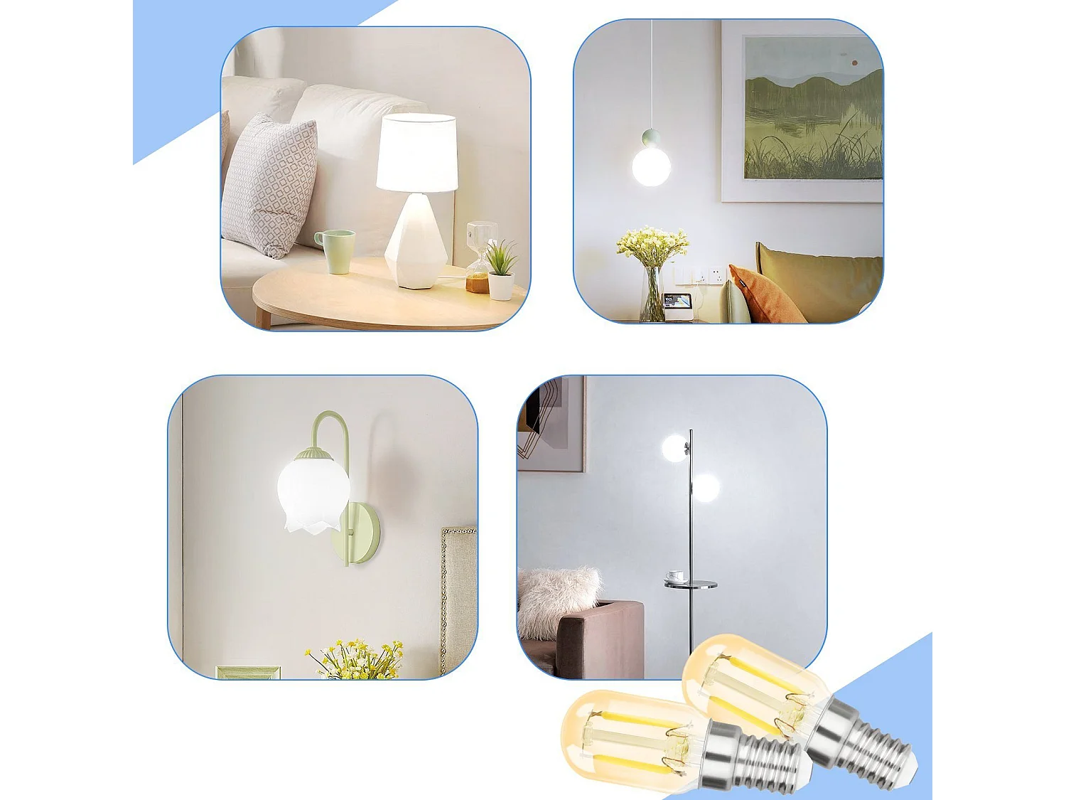 NETTLIFE pakket van 2 E14 koude witte LED, T22 vintage LED 2W retro, 6000K energiebesparende lamp met E14, niet dimbaar.