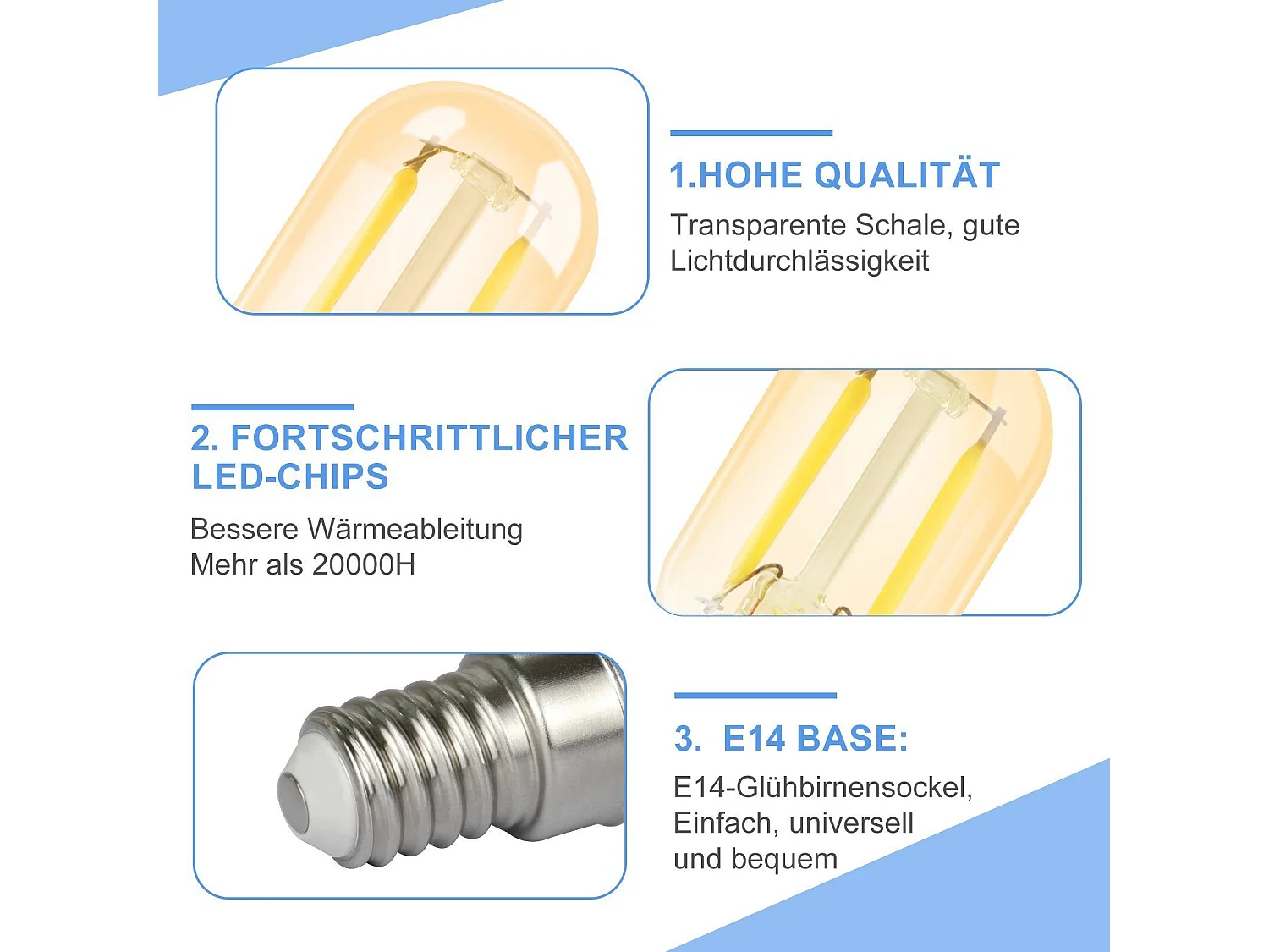 NETTLIFE pack de 2 E14 LED blanc froid T22 vintage LED 2W rétro 6000K lampe à économie d'énergie E14 non dimmable