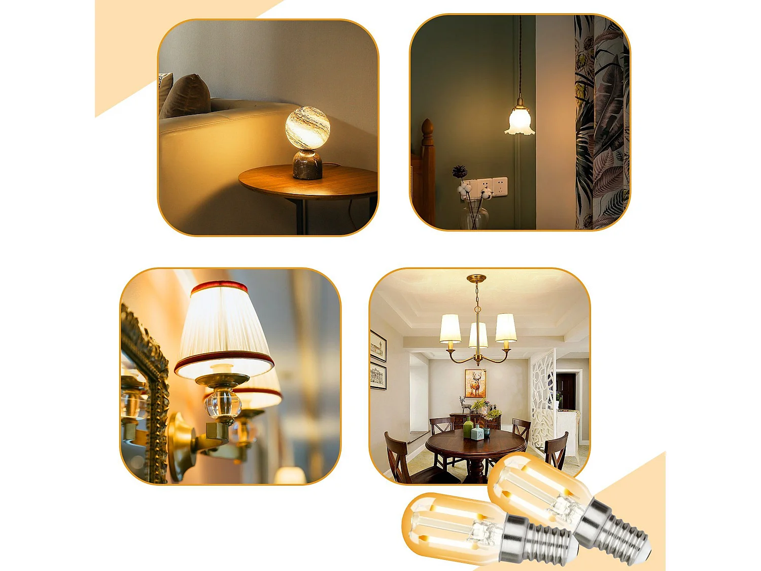 NETTLIFE Pakket van 2 ouderwetse LED - lampen E14 T22, 2 W, retro, 2700 K, warm wit, energiebesparende lamp, houder E14 niet verstelbaar.