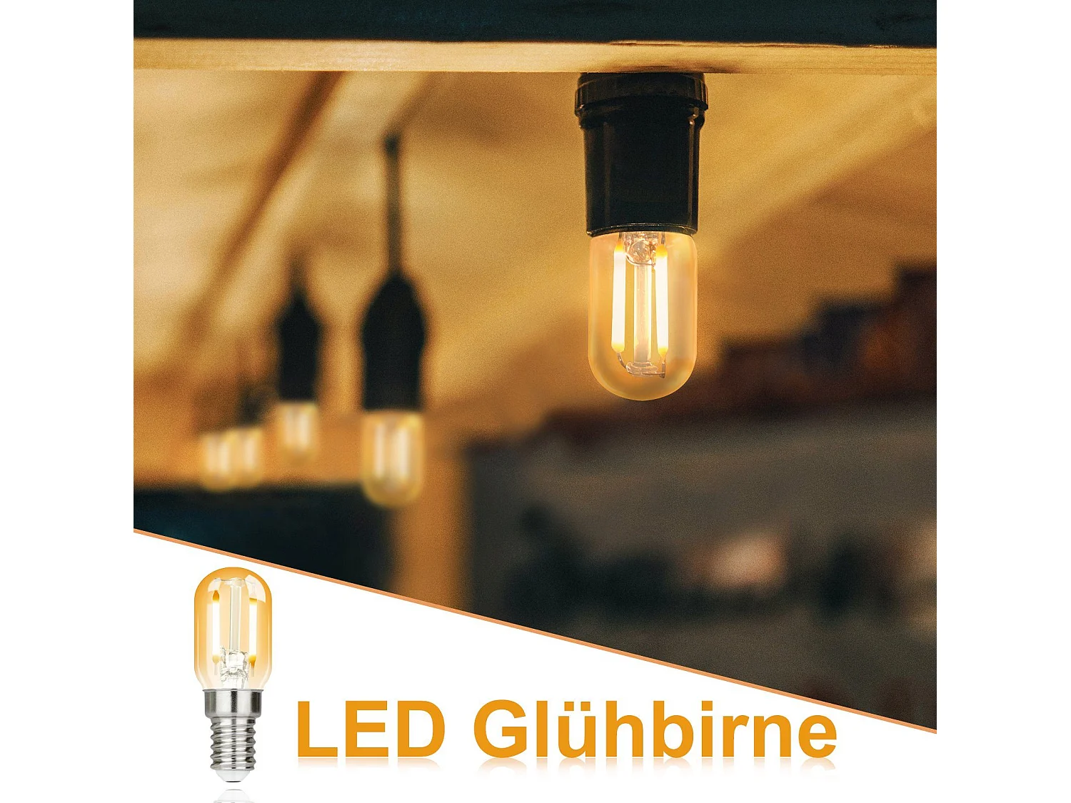 NETTLIFE Pakket van 2 ouderwetse LED - lampen E14 T22, 2 W, retro, 2700 K, warm wit, energiebesparende lamp, houder E14 niet verstelbaar.