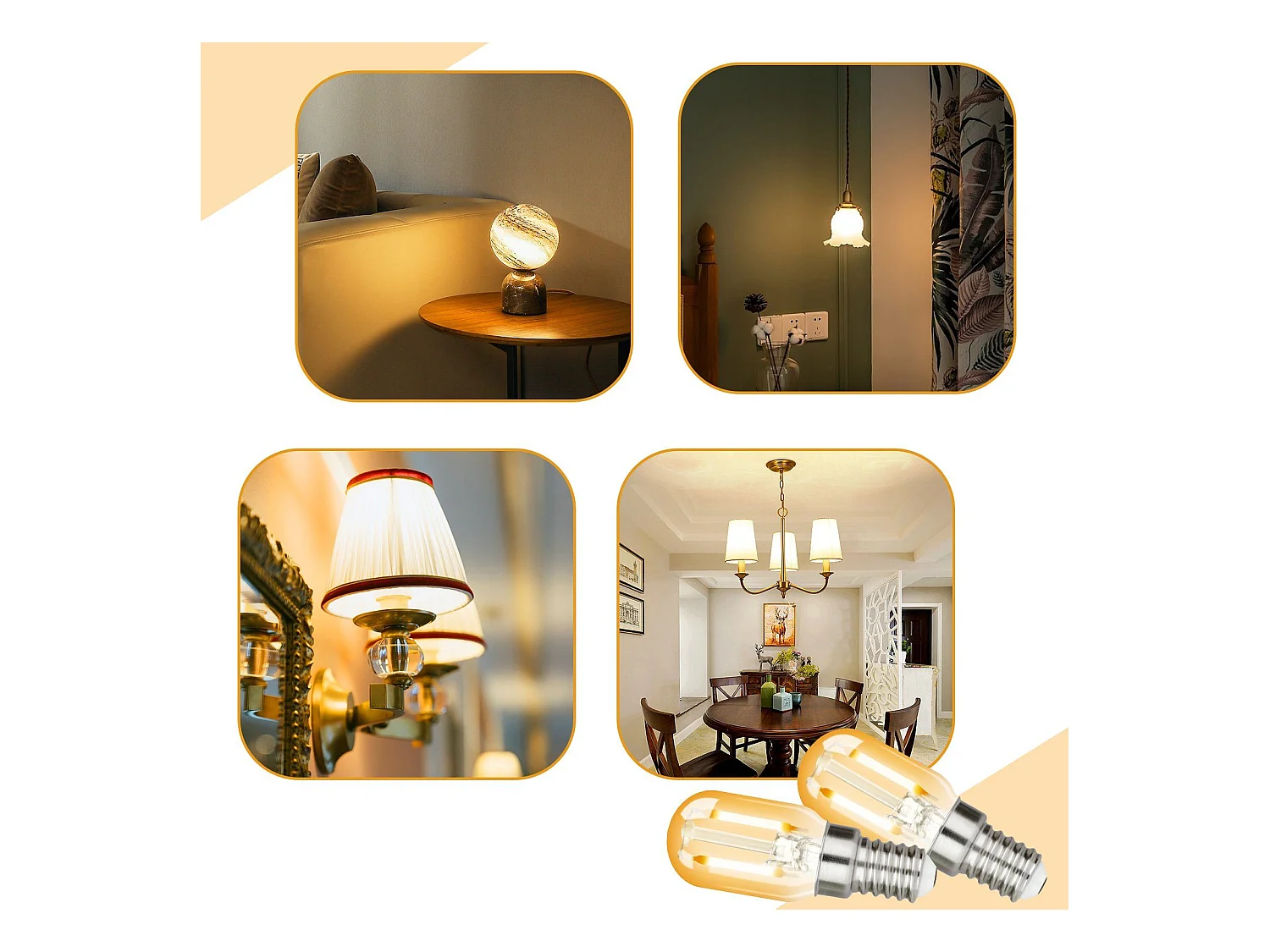 NETTLIFE Lot de 2 ampoules LED E14 T22 vintage 2 W rétro 2700 K Blanc chaud Lampe à économie d'énergie Douille E14 non variable
