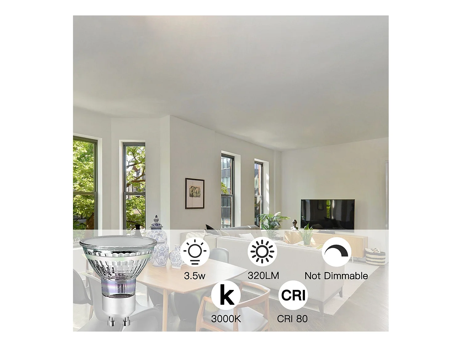 NETTLIFE Lot de 10 ampoules halogènes GU10 LED blanc chaud 4 W 40 W, lampe à économie d'énergie 3000 K, réflecteur spot 110° non variable