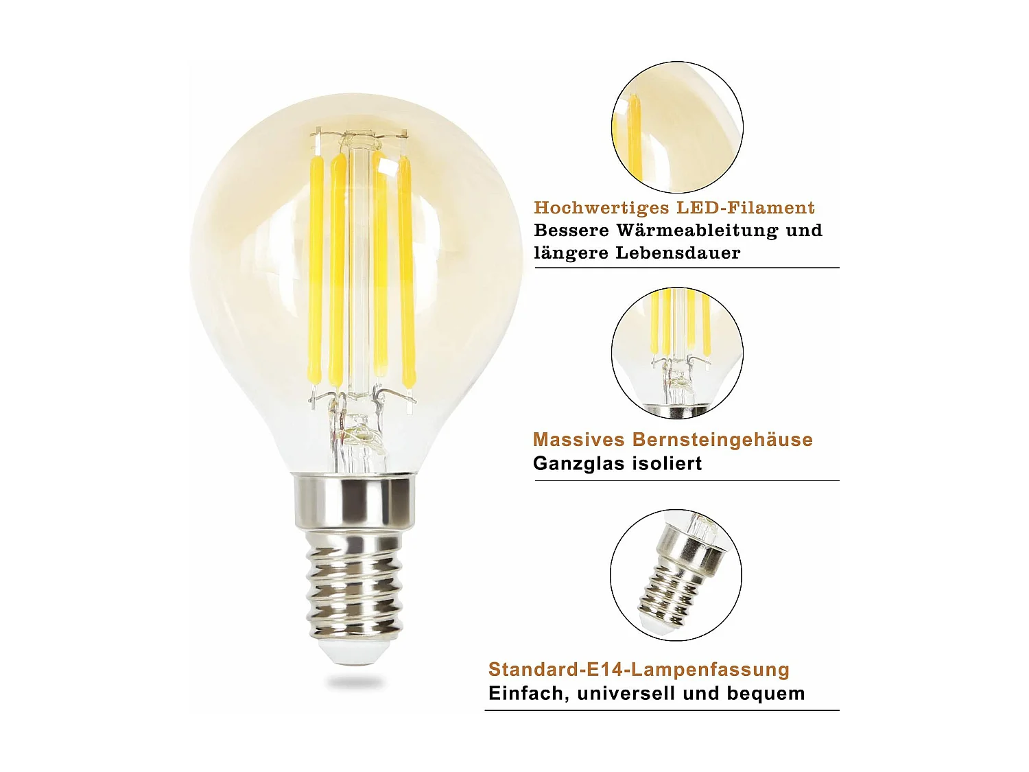 NETTLIFE Pack de 6 Ampoules LED E14 lampe vintage - G45 Rétro 2700K 4W blanc chaud