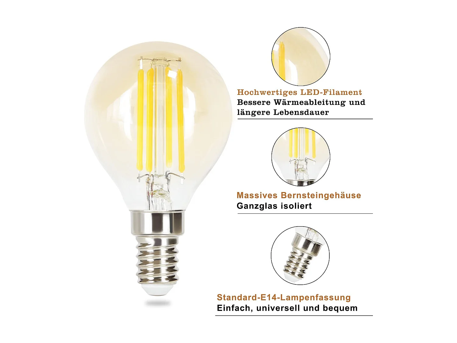 NETTLIFE Pack de 6 Ampoules LED E14 lampe vintage - G45 Rétro 2700K 4W blanc chaud