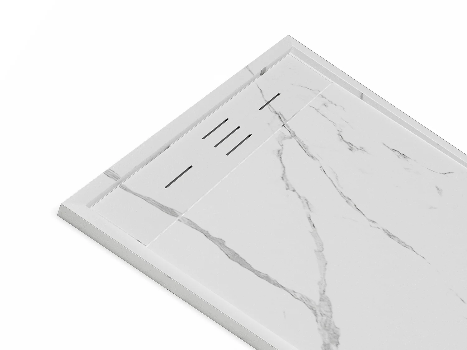 Piatto per doccia da posare o da incasso 140x90cm Resina SMC Bianco marmorizzato - LYROSA