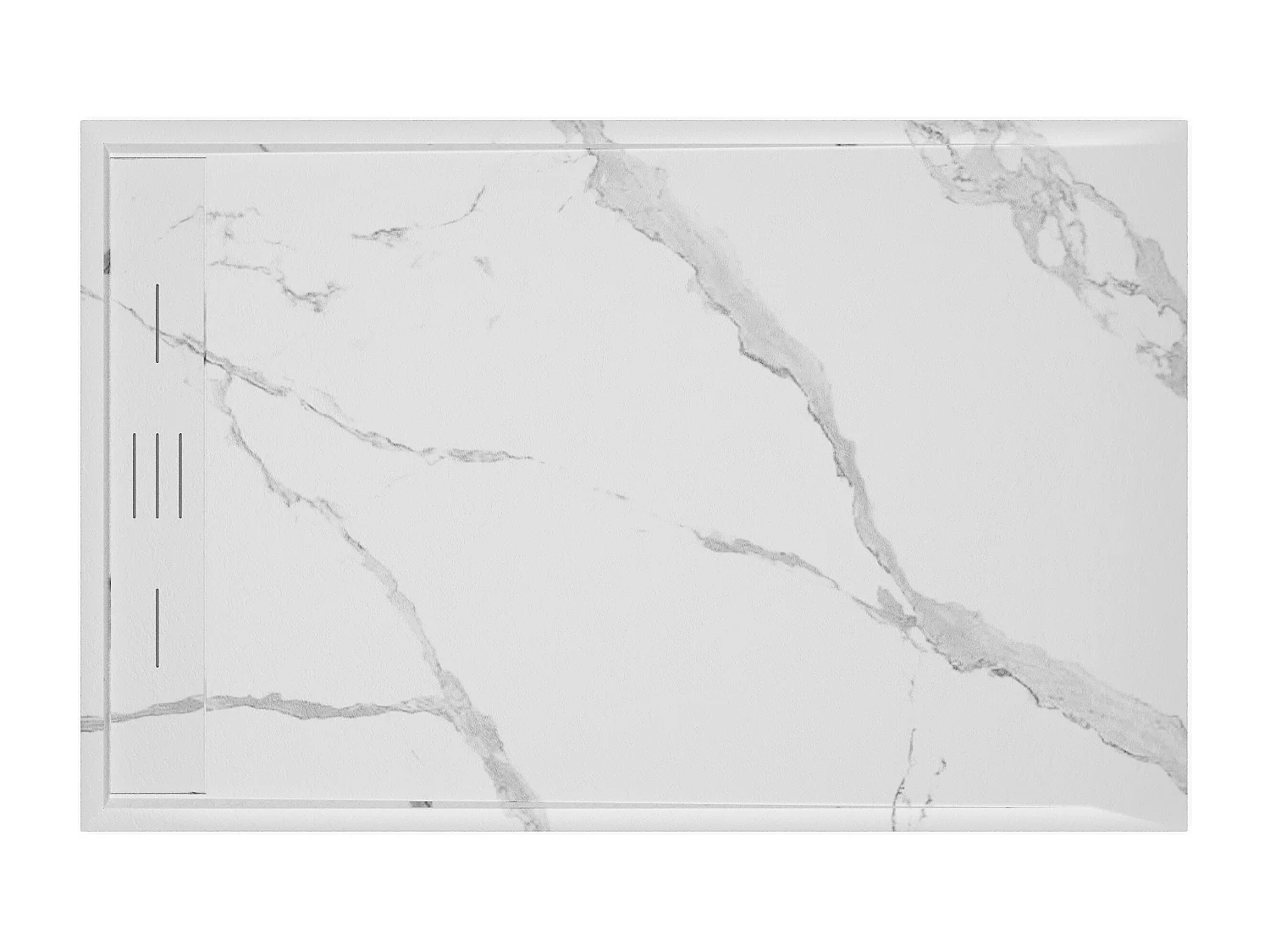 Receveur de douche extra plat à poser ou à encastrer recoupable en résine SMC - Blanc marbré - 140 x 90 cm - LYROSA