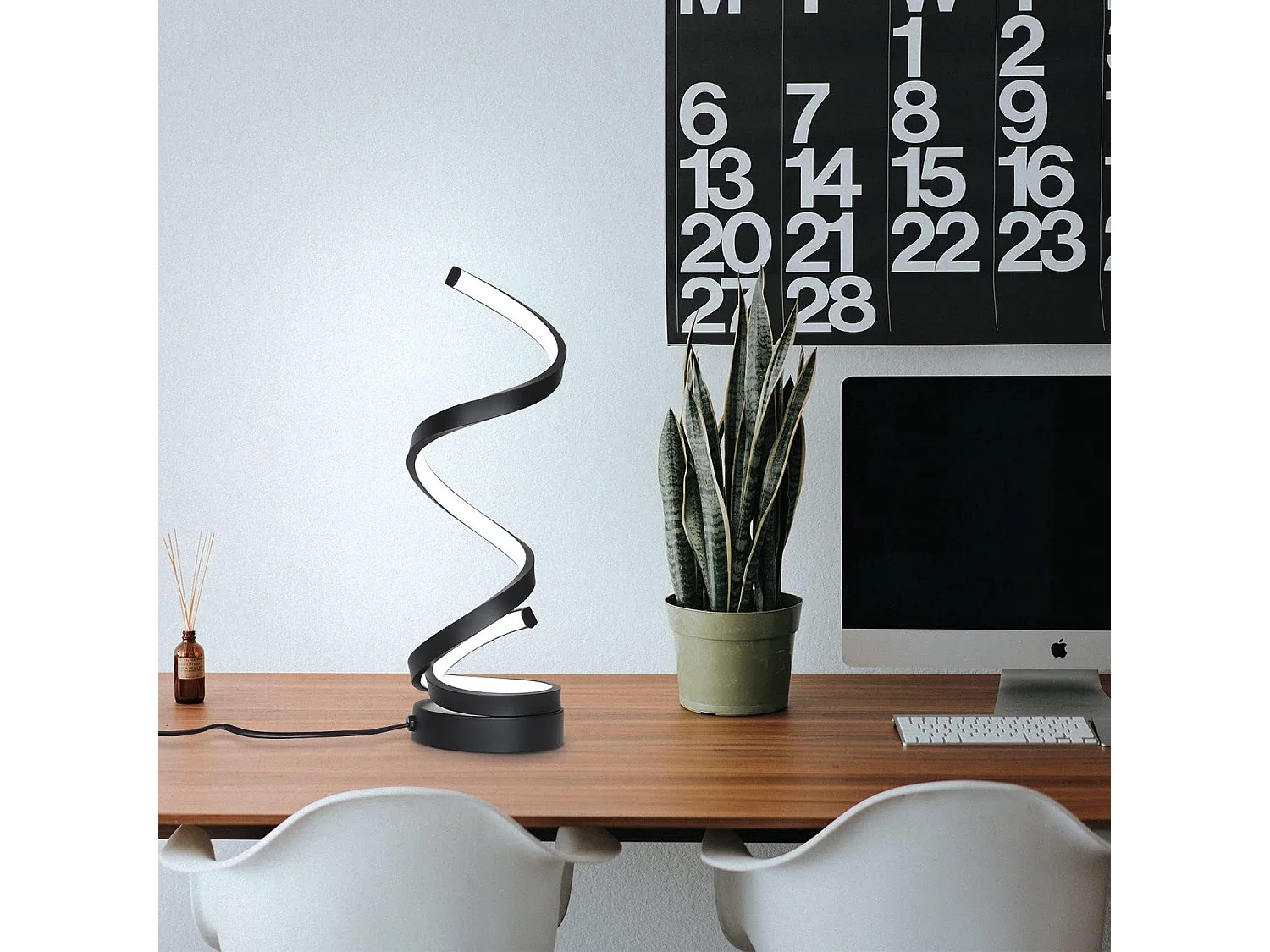 NETTLIFE lámpara de mesa LED regulable táctil para mesilla de noche, moderna de 12W con un diseño negro de 1,6 metros.