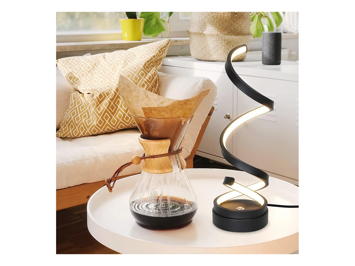 NETTLIFE lampe de chevet tactile lampe de table LED dimmable 12W moderne avec 1,6M design noir
