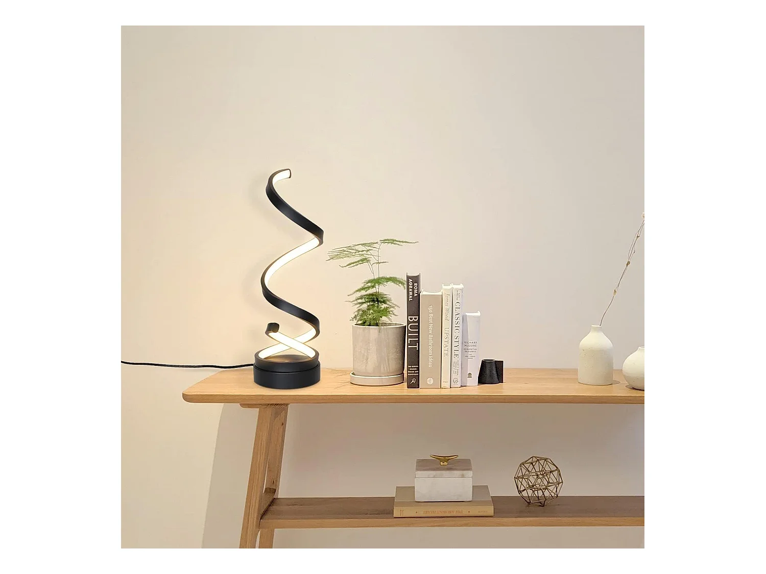 NETTLIFE lampe de chevet tactile lampe de table LED dimmable 12W moderne avec 1,6M design noir