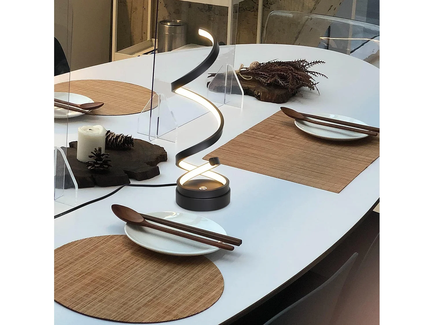 NETTLIFE lampe de chevet tactile lampe de table LED dimmable 12W moderne avec 1,6M design noir