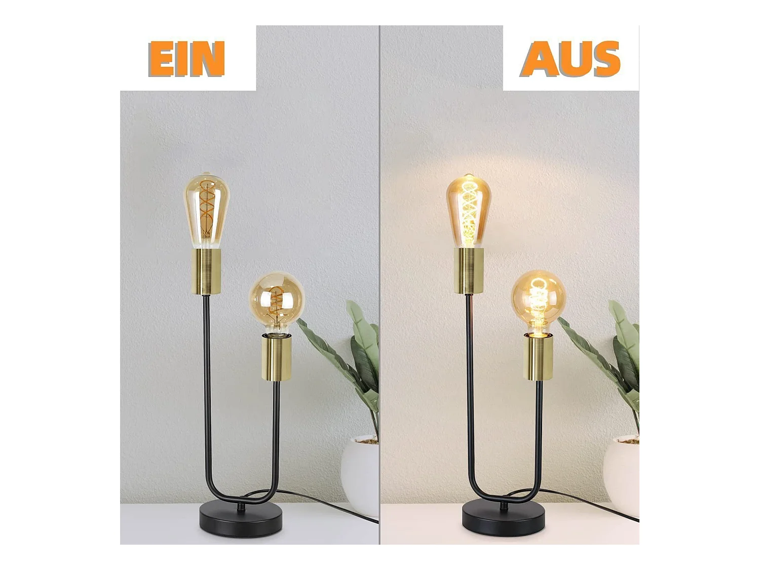 NETTLIFE Lampa stołowa Vintage czarna lampka nocna salon czarne złoto E27 przemysłowa metalowa lampka nocna z kablem