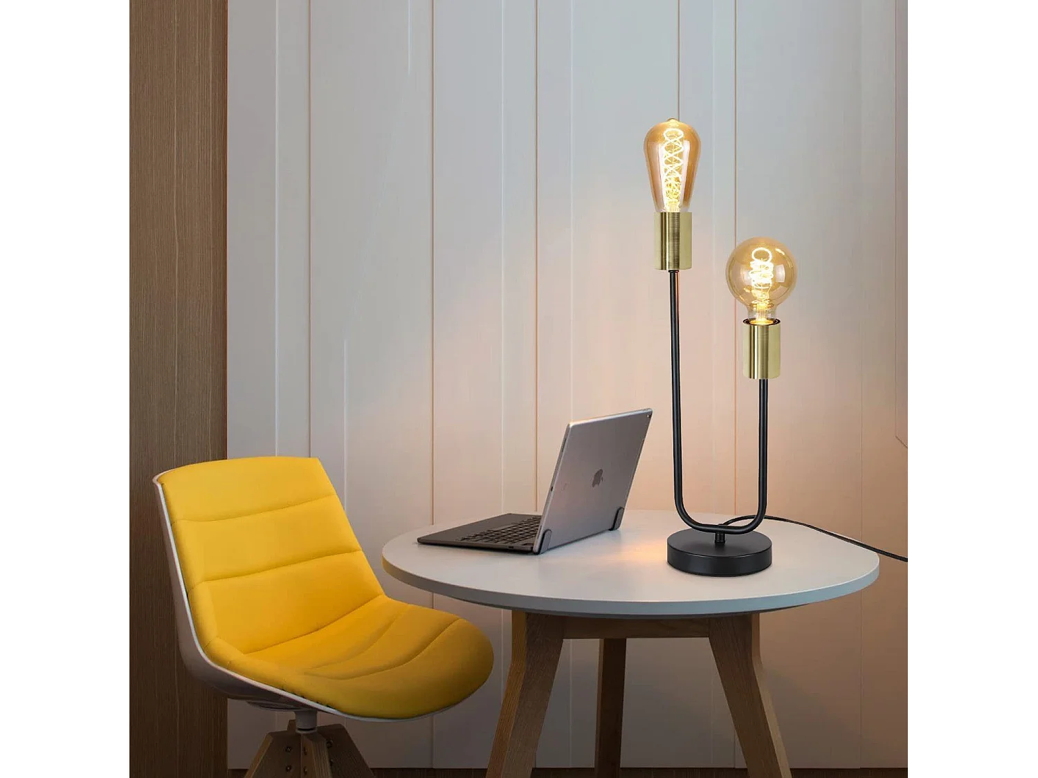 NETTLIFE Tafellamp Nachtlamp Vintage Zwart Zwart - Goud Salon E27 Industriële Nachtlamp van Metaal met Kabel