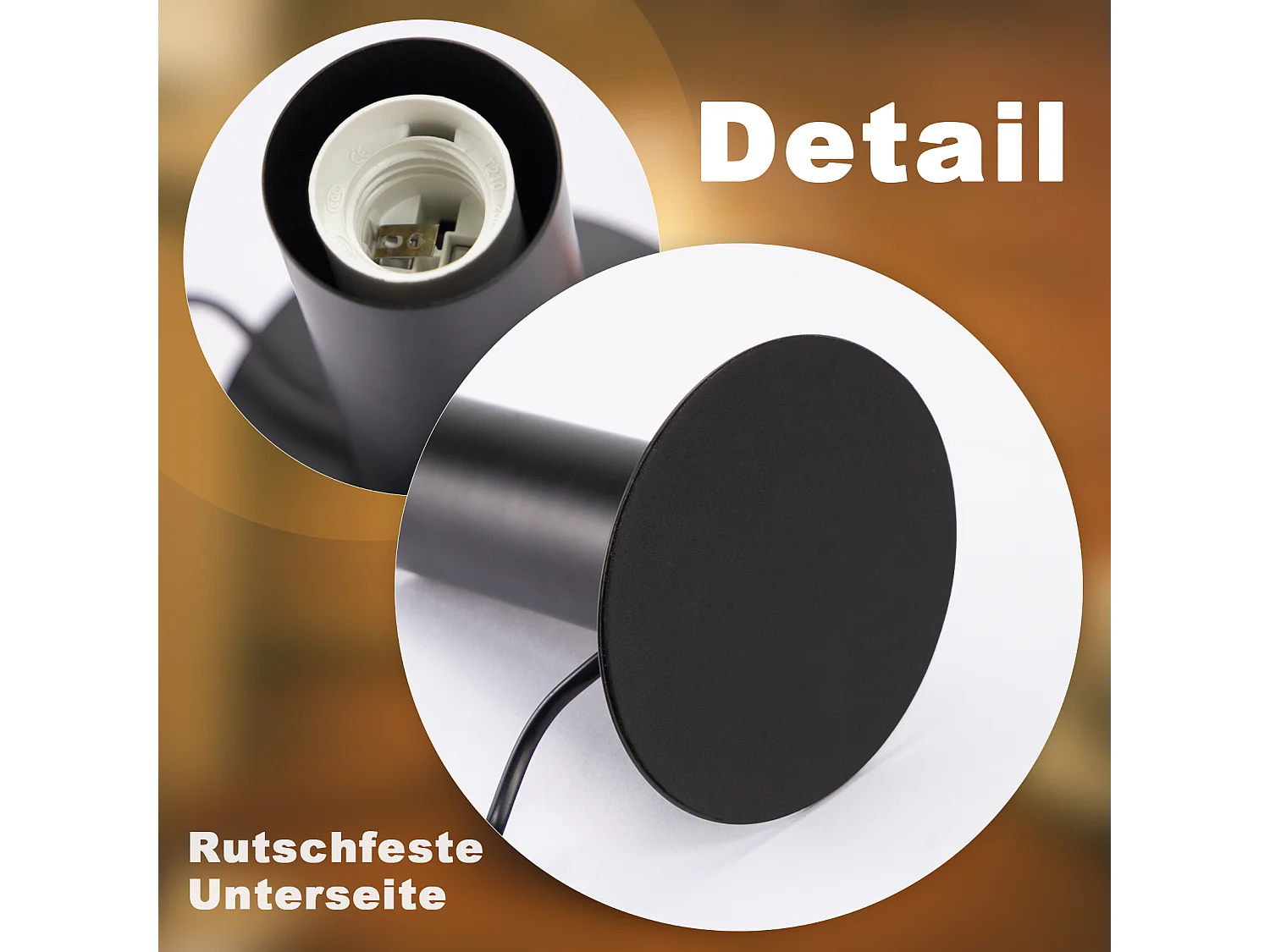 NETTLIFE lampe de chevet lampe de table vintage E27 noir MAX.40W rétro industriel