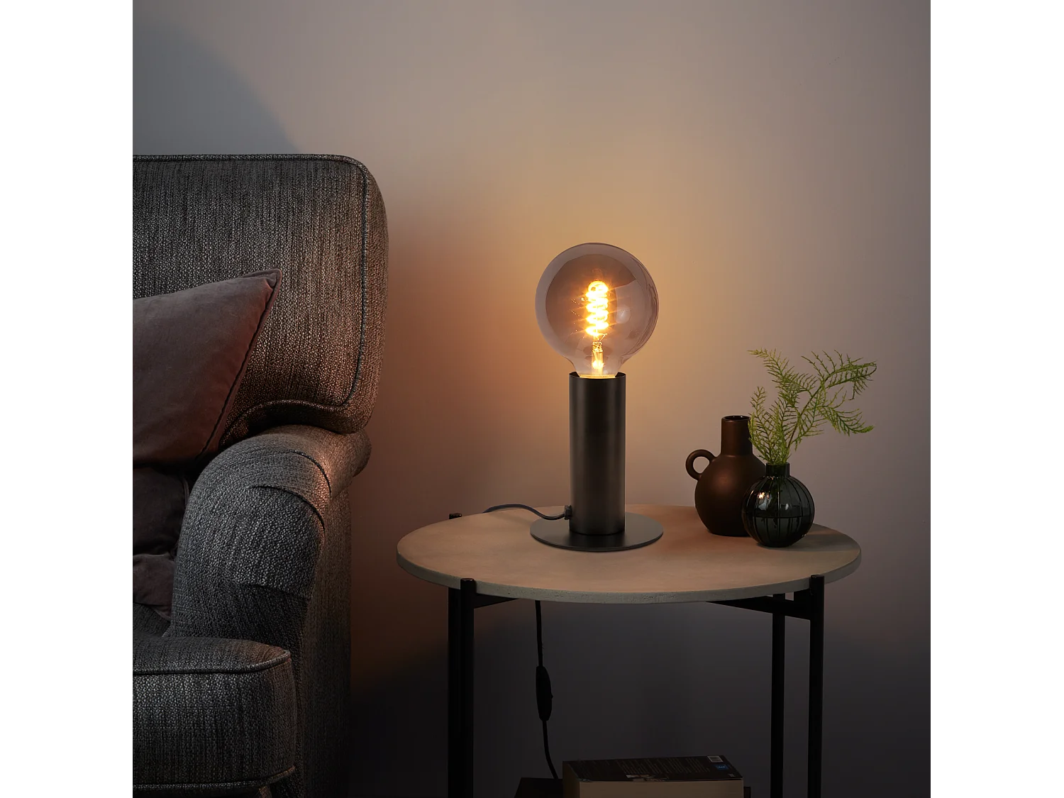 NETTLIFE lampe de chevet lampe de table vintage E27 noir MAX.40W rétro industriel