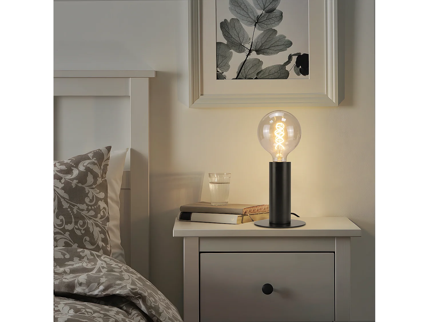 NETTLIFE lampe de chevet lampe de table vintage E27 noir MAX.40W rétro industriel