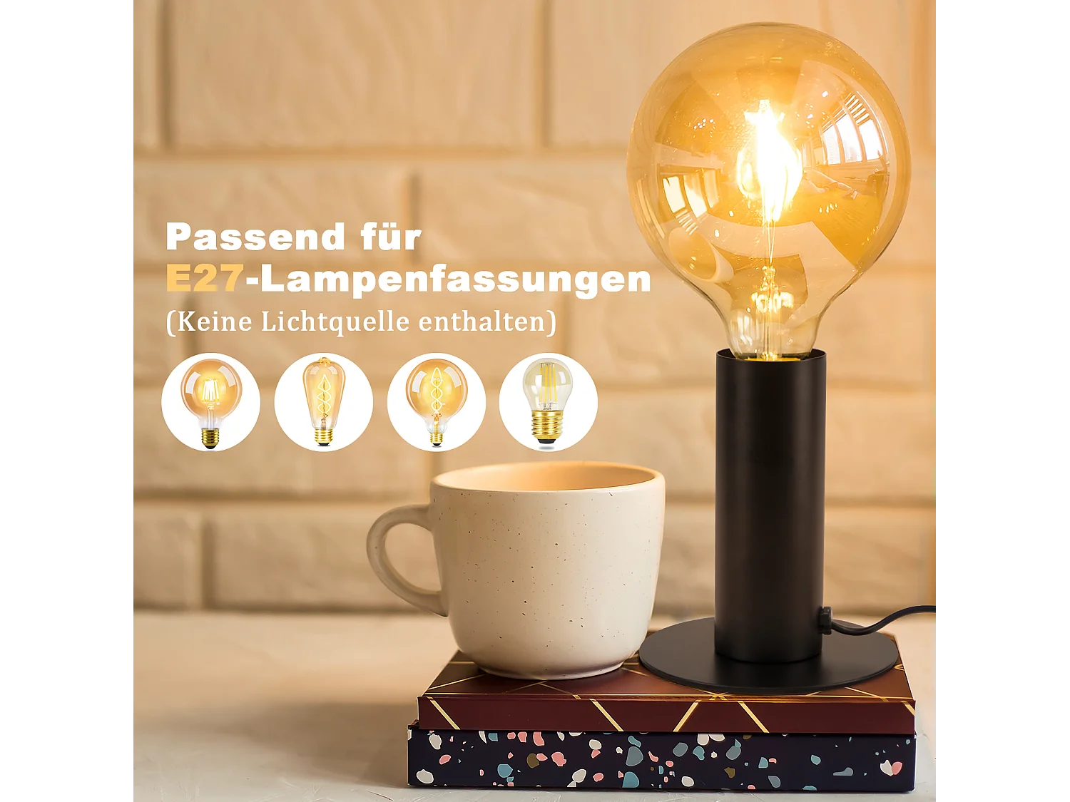 NETTLIFE lampka nocna vintage lampa stołowa E27 czarna MAX.40W retro industrialna