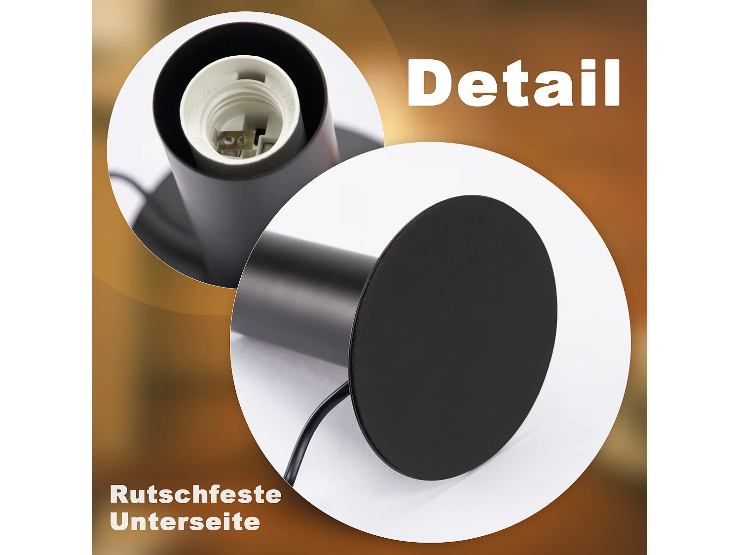 NETTLIFE lampe de chevet lampe de table vintage E27 noir MAX.40W rétro industriel