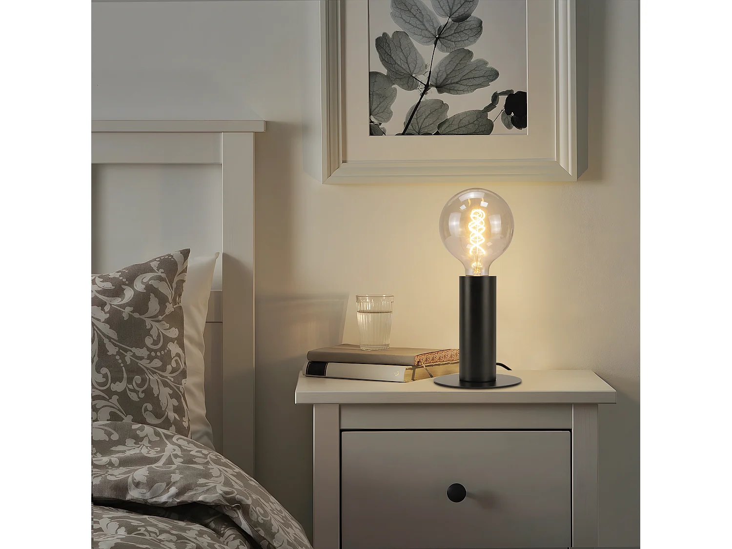 NETTLIFE lampe de chevet lampe de table vintage E27 noir MAX.40W rétro industriel