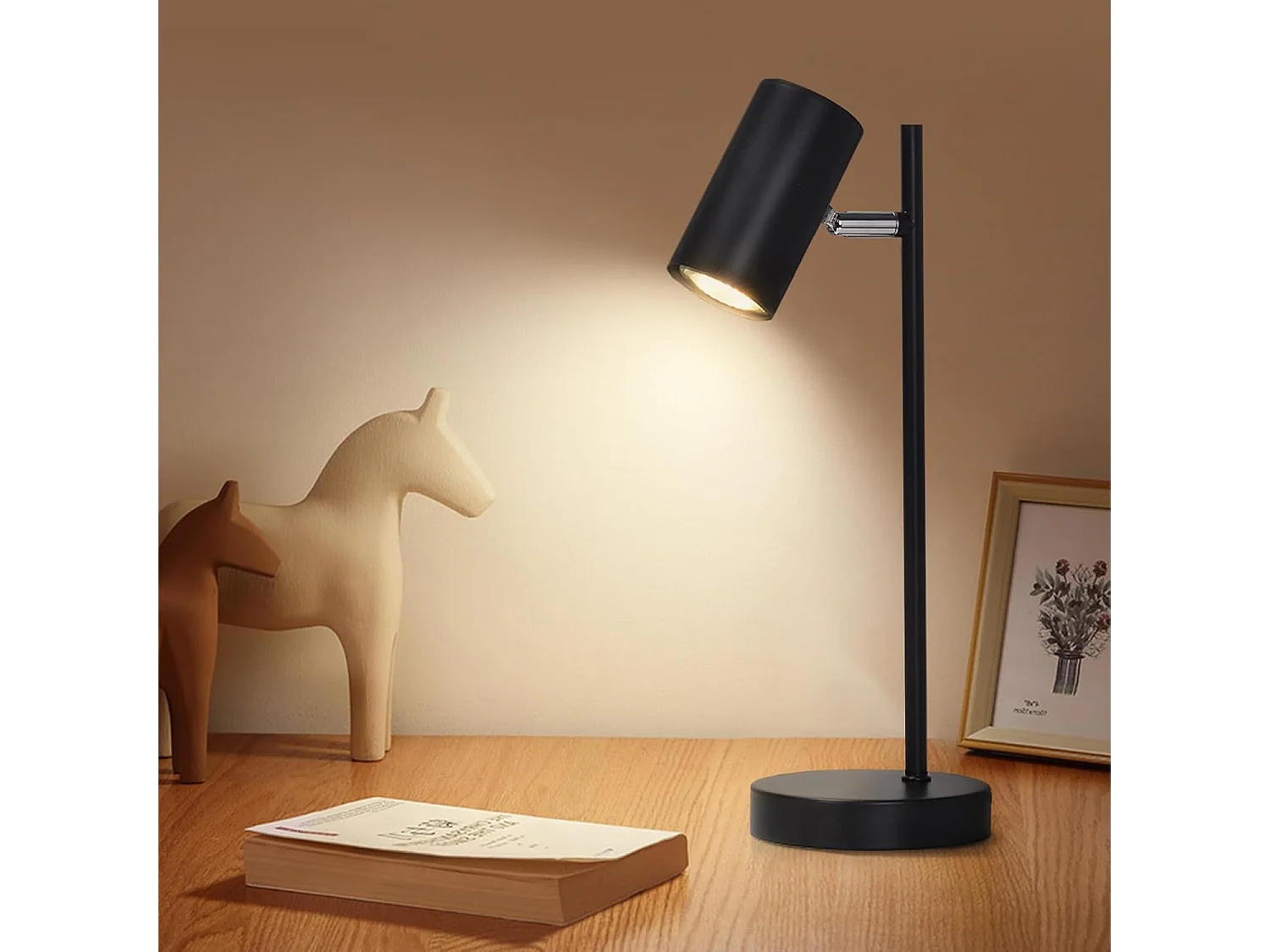 Nachttischlampe Schwarz Tischlampe Wohnzimmer Schwenkbar 350° Gu10 Metall Büro