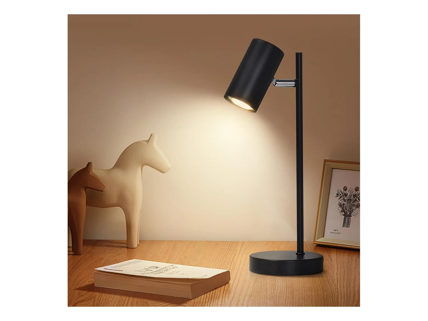 NETTLIFE lampe de chevet lampe de table noire salon pivotante 350° GU10 métal bureau