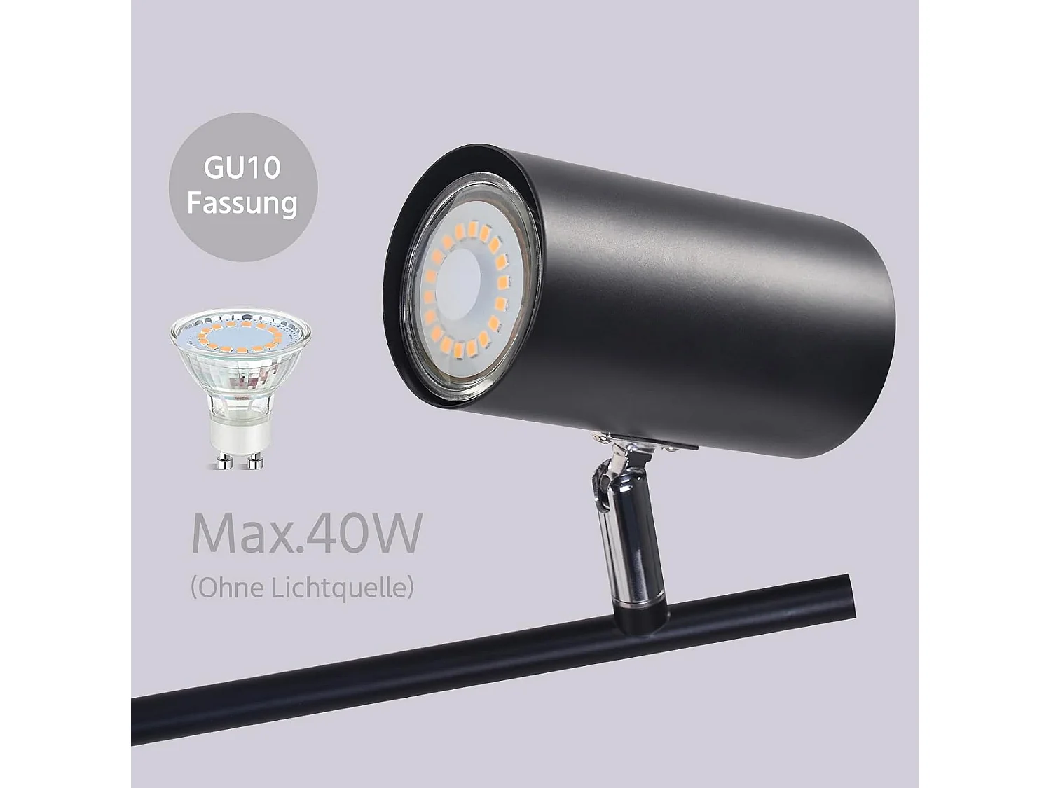 NETTLIFE lampe de chevet lampe de table noire salon pivotante 350° GU10 métal bureau