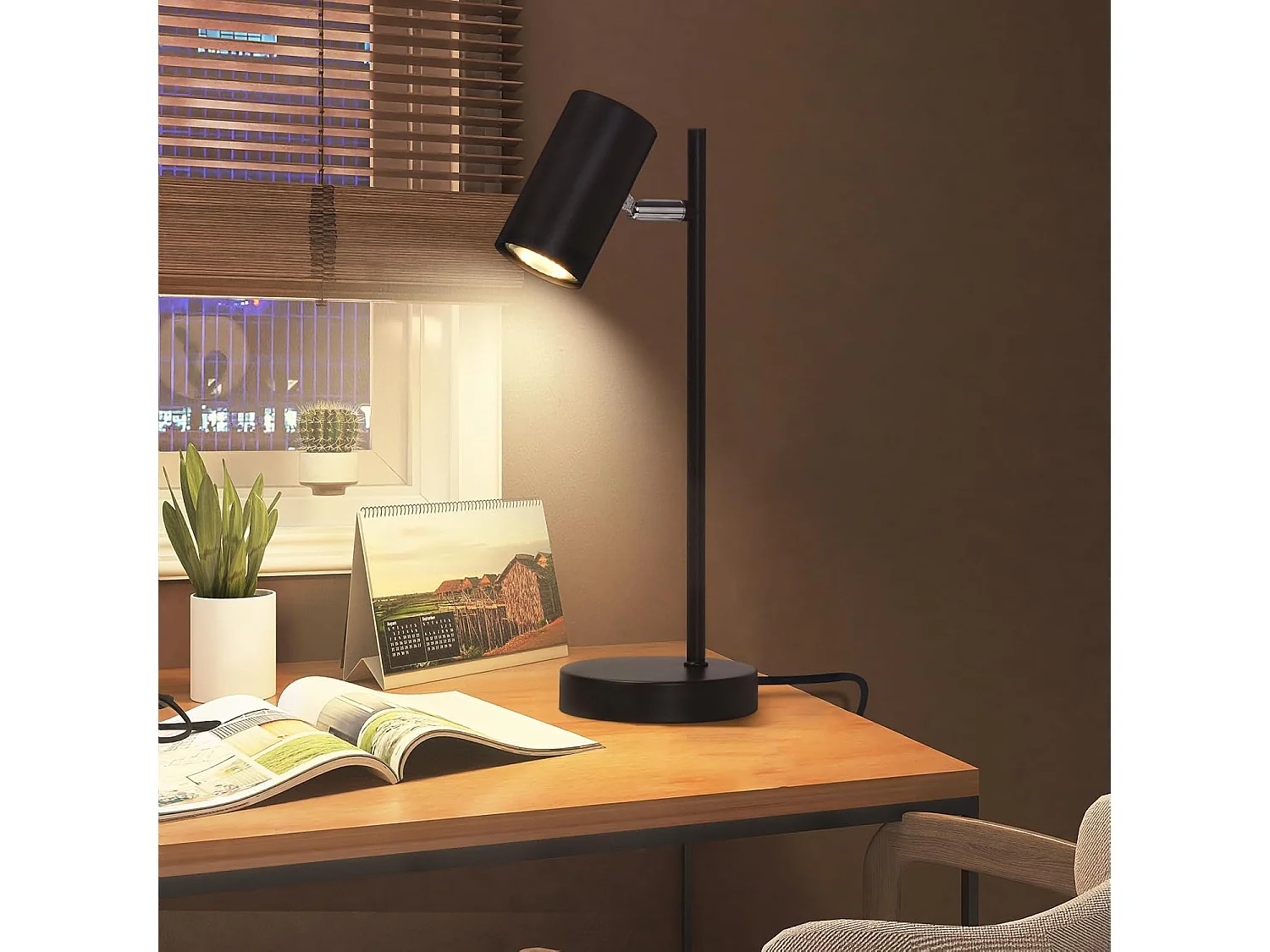 NETTLIFE lampe de chevet lampe de table noire salon pivotante 350° GU10 métal bureau
