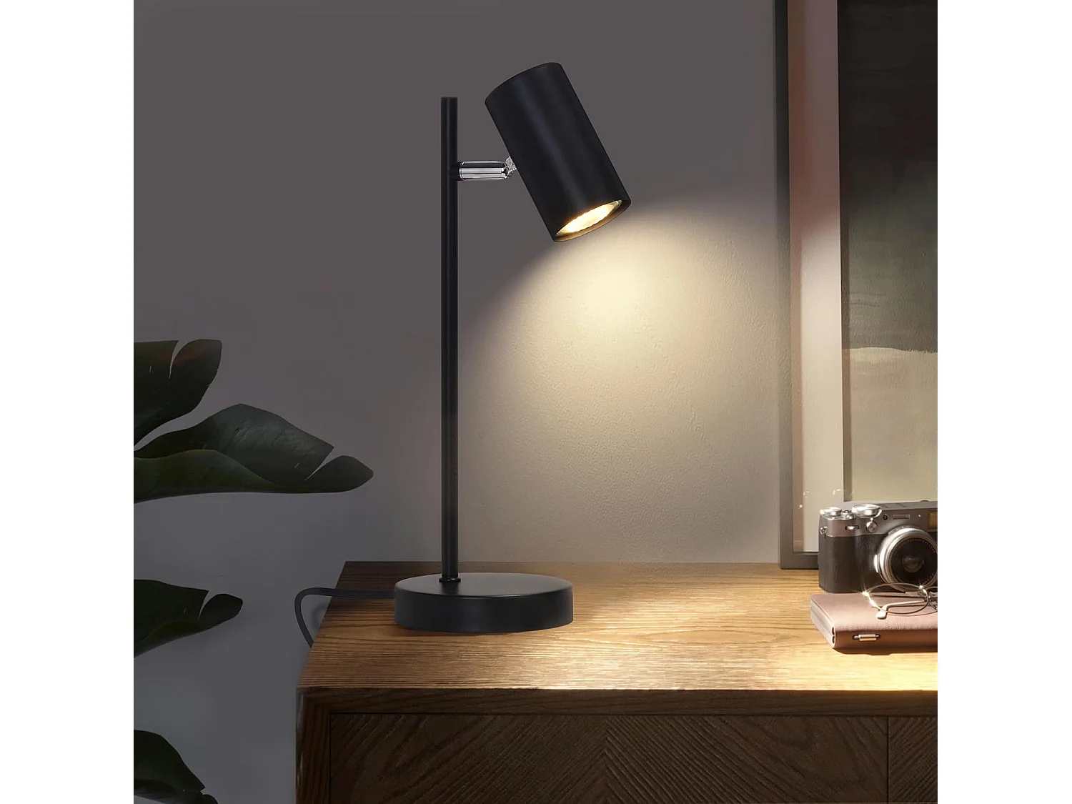 NETTLIFE lampe de chevet lampe de table noire salon pivotante 350° GU10 métal bureau