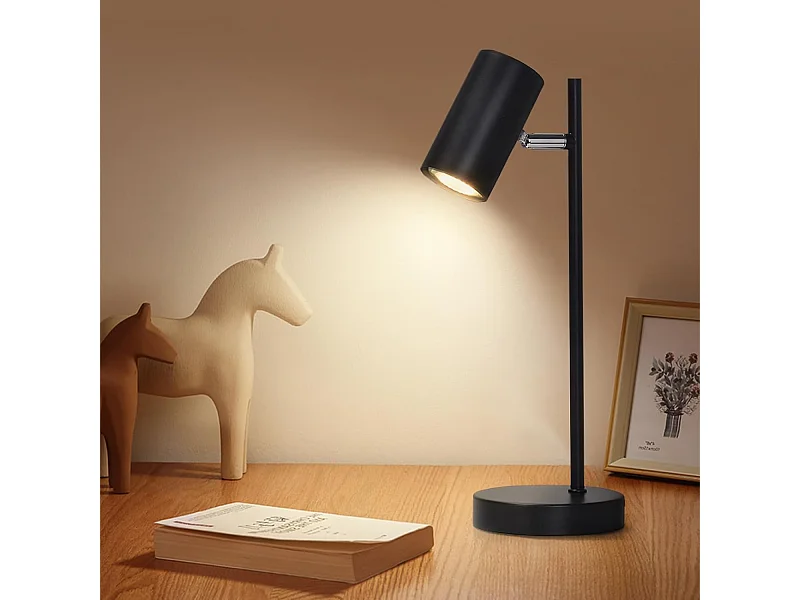 Nachttischlampe Schwarz Tischlampe Wohnzimmer Schwenkbar 350° Gu10 Metall Büro