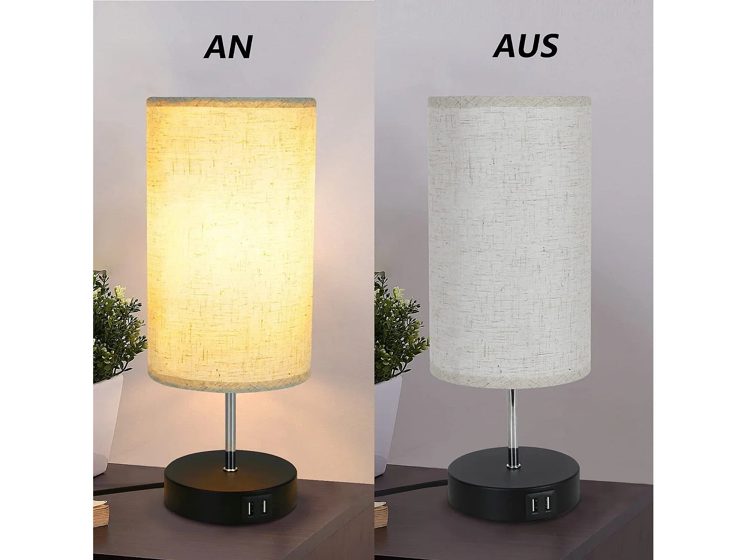 NETTLIFE Zestaw 2 lamp stołowych Lampka nocna USB Touch Czarna Vintage E27 Ściemnialna lampa stołowa z funkcją ładowania Nowoczesna