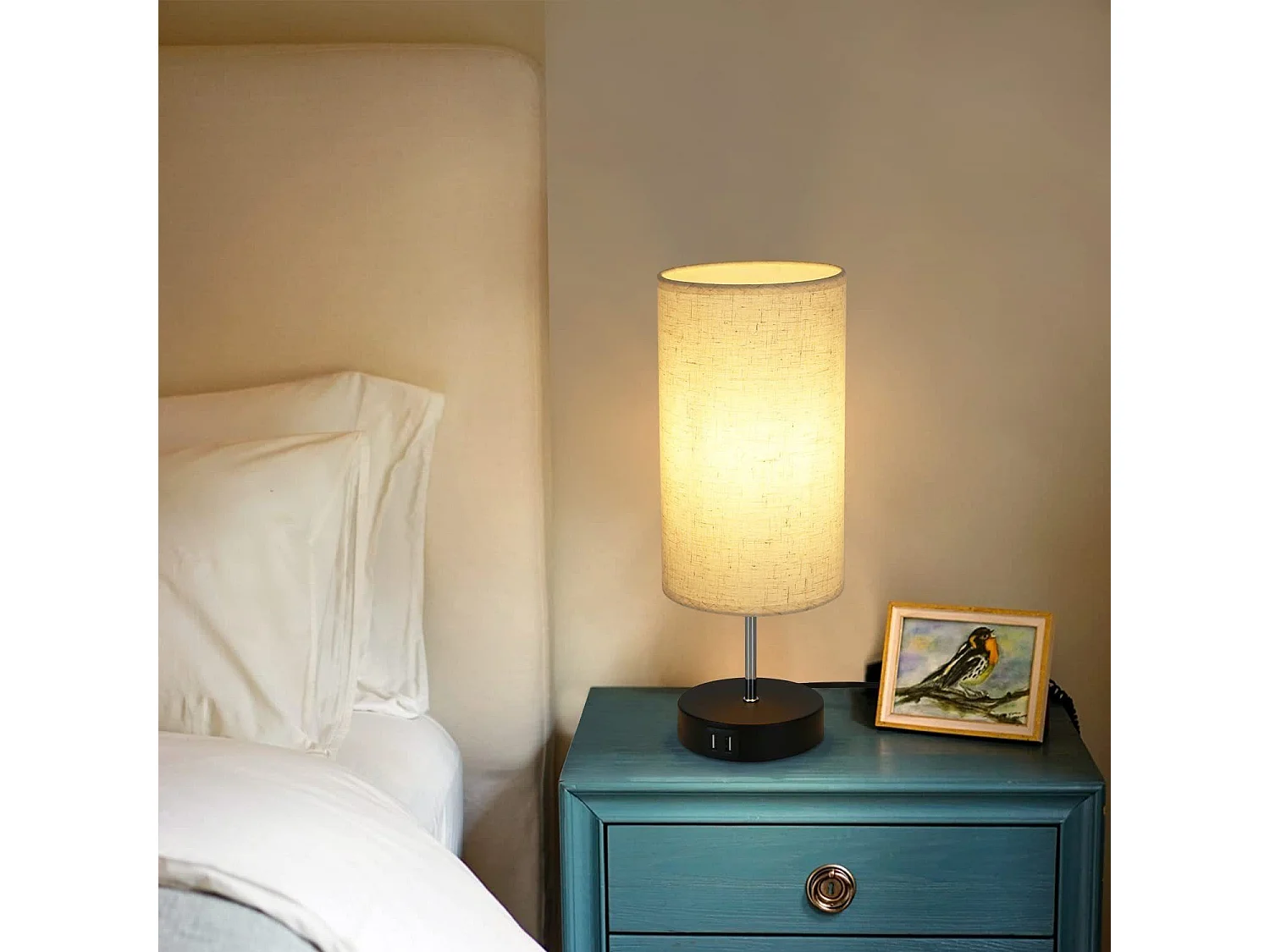 NETTLIFE Zestaw 2 lamp stołowych Lampka nocna USB Touch Czarna Vintage E27 Ściemnialna lampa stołowa z funkcją ładowania Nowoczesna