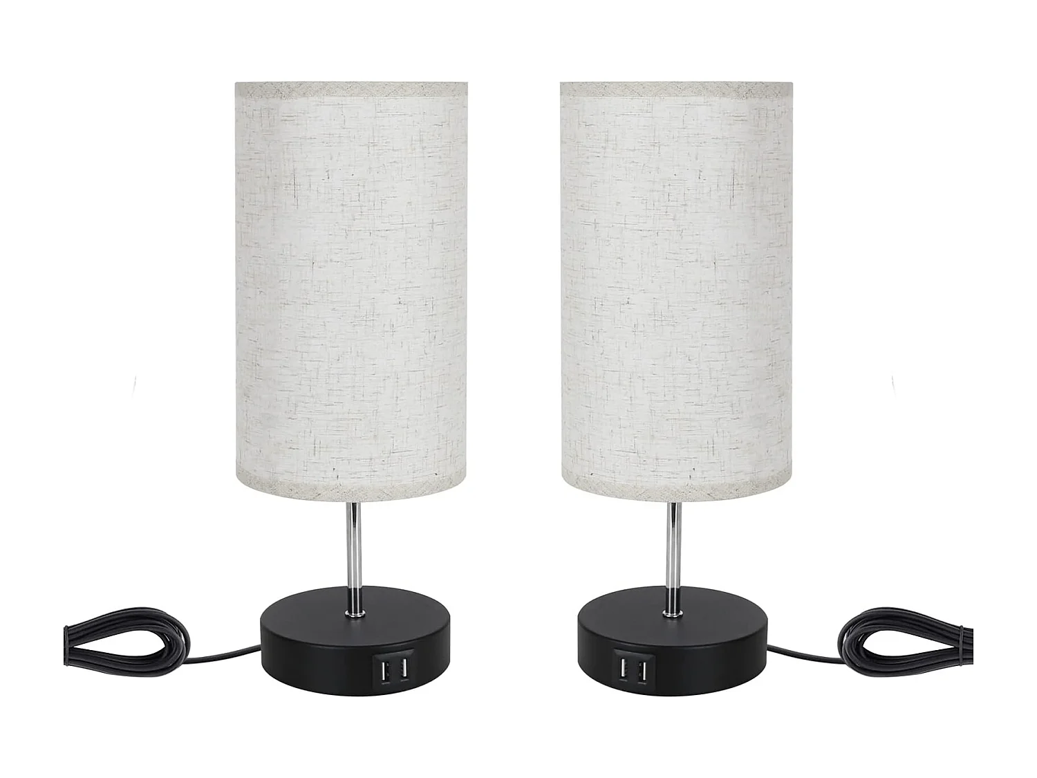 NETTLIFE Conjunto de 2 Lámparas de Mesa / Lámparas de Cabecero Táctiles USB Negro Vintage, Lámpara de Mesa con Intensidad Variable E27 y Función de Carga Moderna.