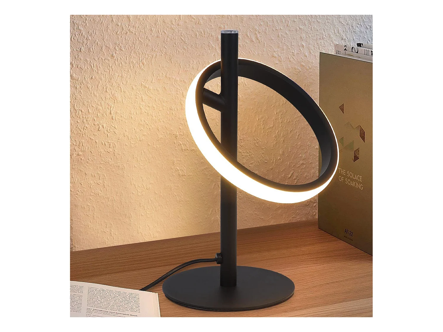 NETTLIFE Moderne witte LED tafellamp in ringvorm, draaibare nachtkastellamp met afneembare ringen 13W