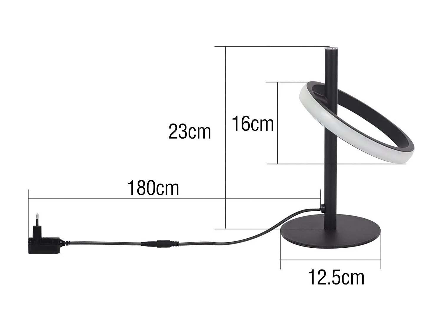 NETTLIFE Lampe de table LED blanche moderne en forme d'anneau, lampe de chevet rotative avec anneaux amovibles 13W