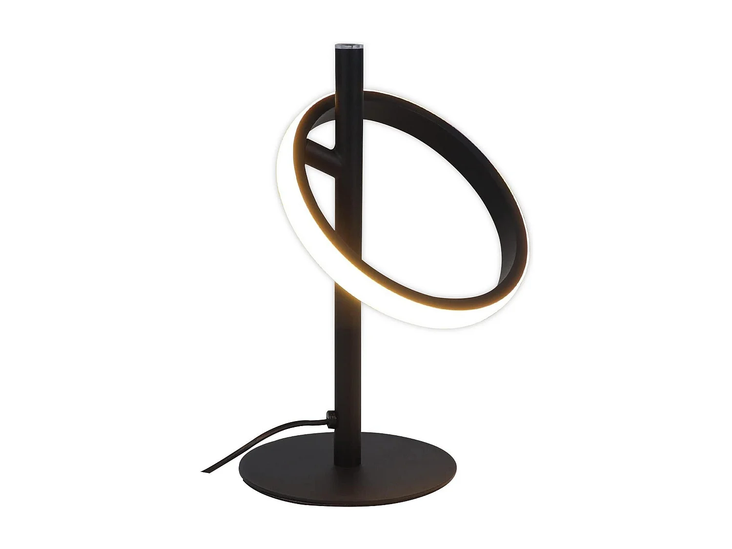 NETTLIFE Lampe de table LED blanche moderne en forme d'anneau, lampe de chevet rotative avec anneaux amovibles 13W