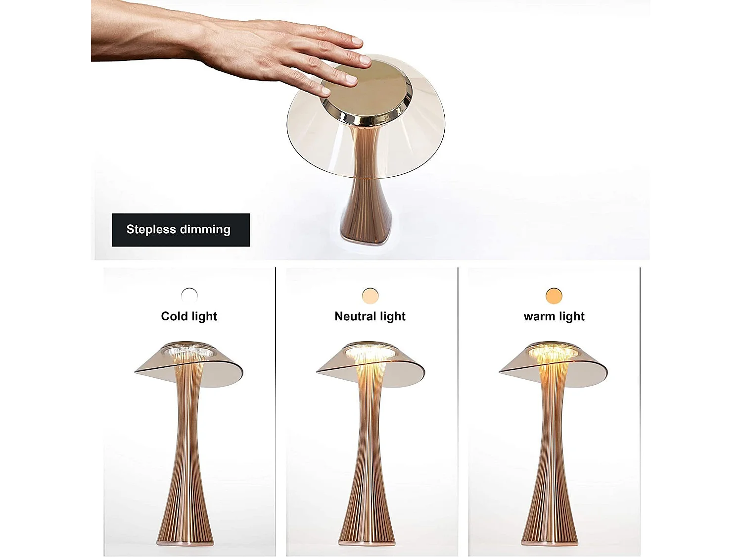 NETTLIFE Nachtkastentafel - LED - aanraakdimmerbaar, batterij, daglichtlamp, met USB.