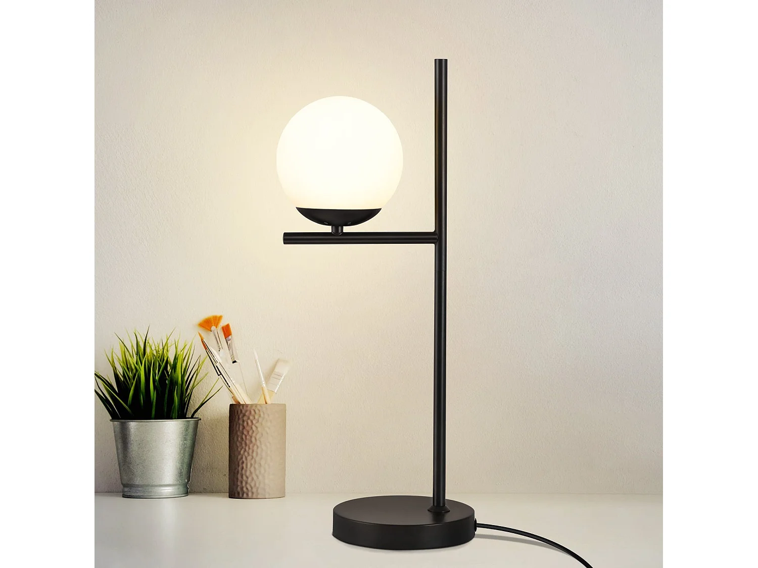 NETTLIFE lampe de Table salon lampe de chevet E27 noir moderne verre Design Vintage rétro industriel lampe de Table avec 1.5M