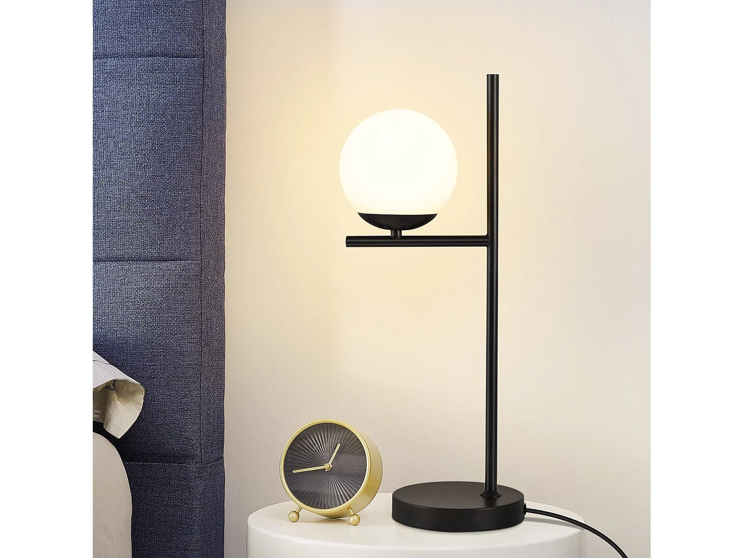 NETTLIFE lampe de Table salon lampe de chevet E27 noir moderne verre Design Vintage rétro industriel lampe de Table avec 1.5M