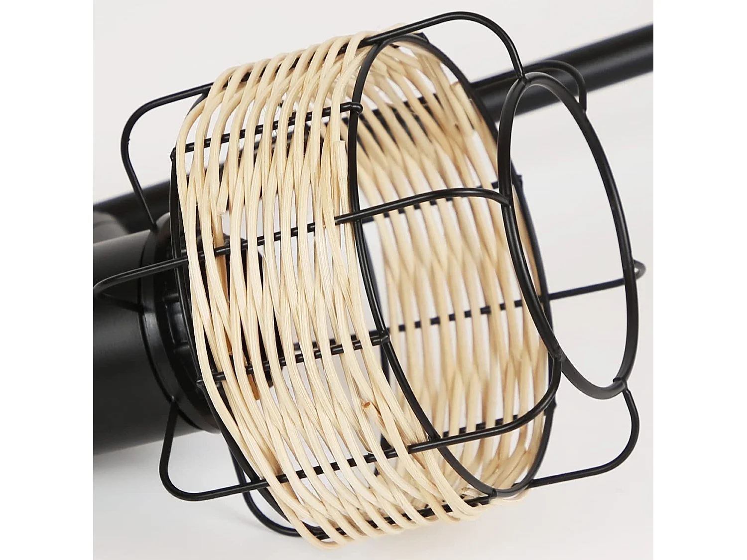 NETTLIFE lampa stołowa vintage lampka nocna lampa retro czarna salon rattan metal E27