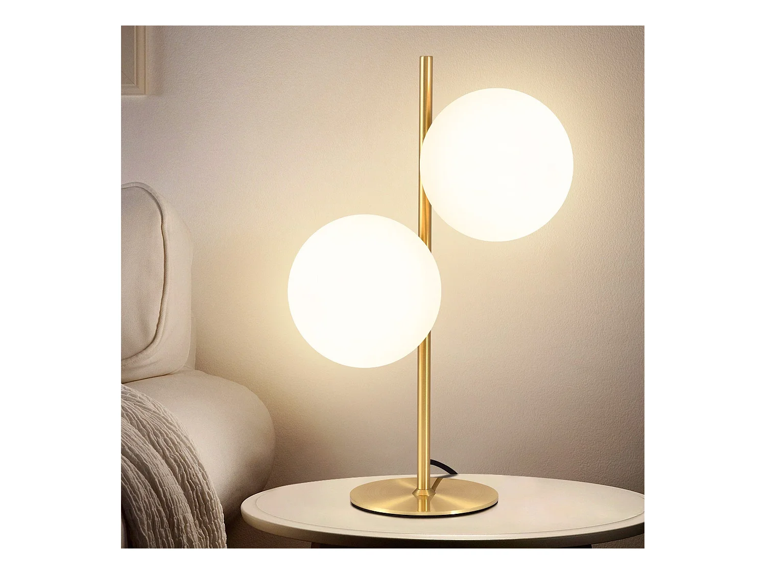 NETTLIFE tafellamp nachtkastellamp moderne industriële gouden 2 lampen met schakelaar ontwerp metaal wit glas E27