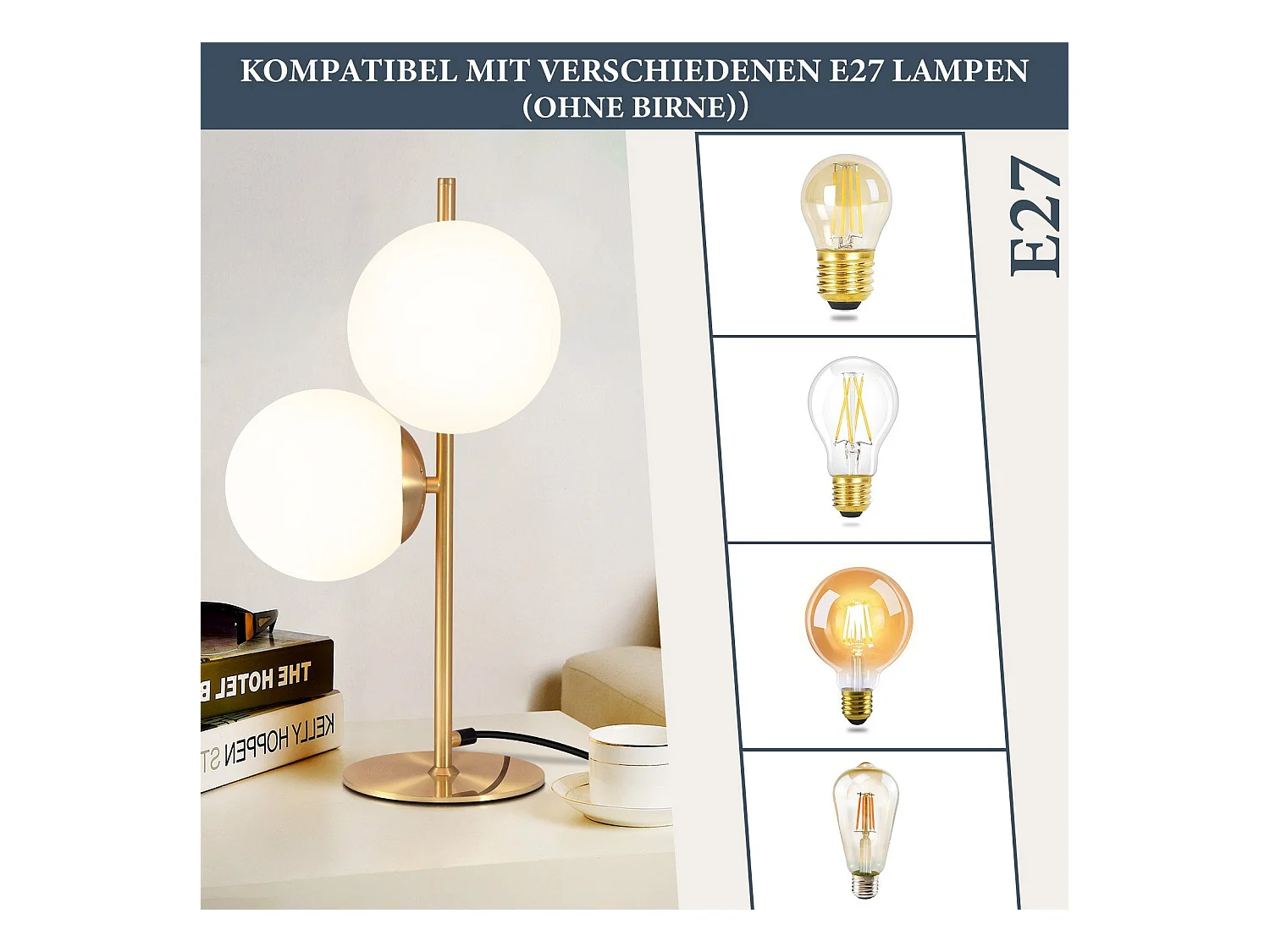 NETTLIFE tafellamp nachtkastellamp moderne industriële gouden 2 lampen met schakelaar ontwerp metaal wit glas E27