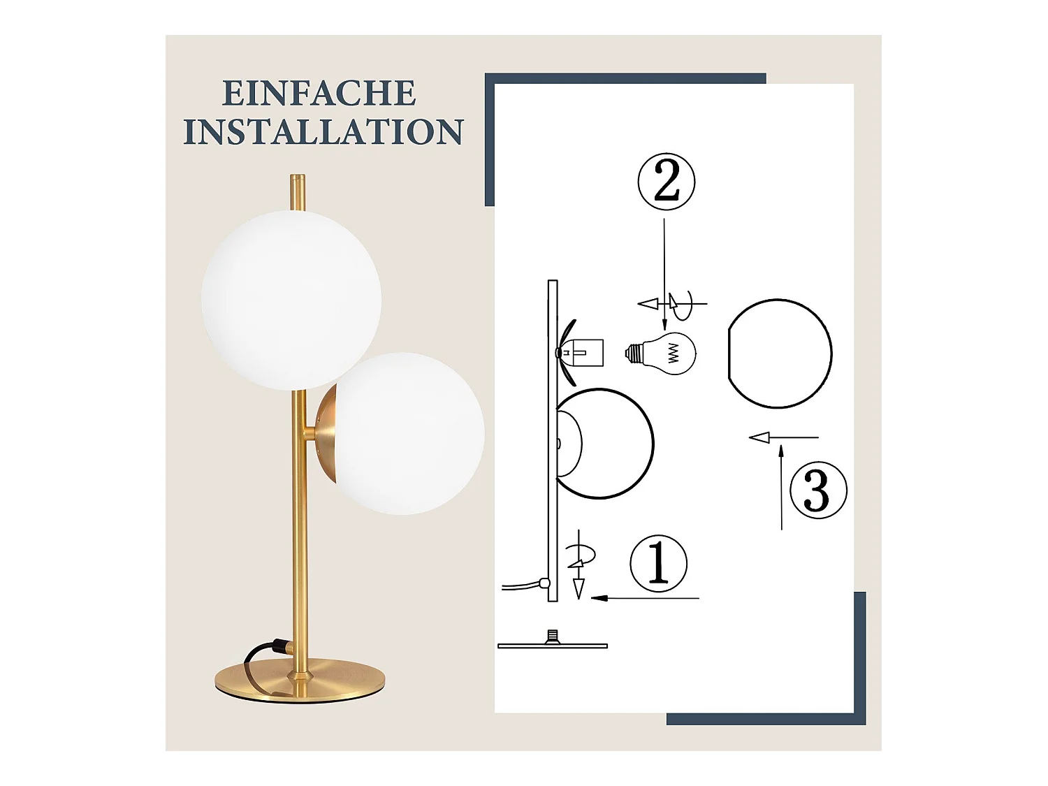 NETTLIFE tafellamp nachtkastellamp moderne industriële gouden 2 lampen met schakelaar ontwerp metaal wit glas E27