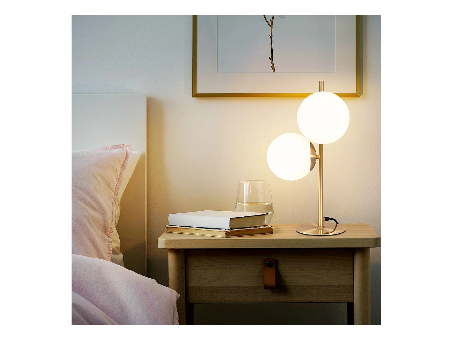 NETTLIFE tafellamp nachtkastellamp moderne industriële gouden 2 lampen met schakelaar ontwerp metaal wit glas E27