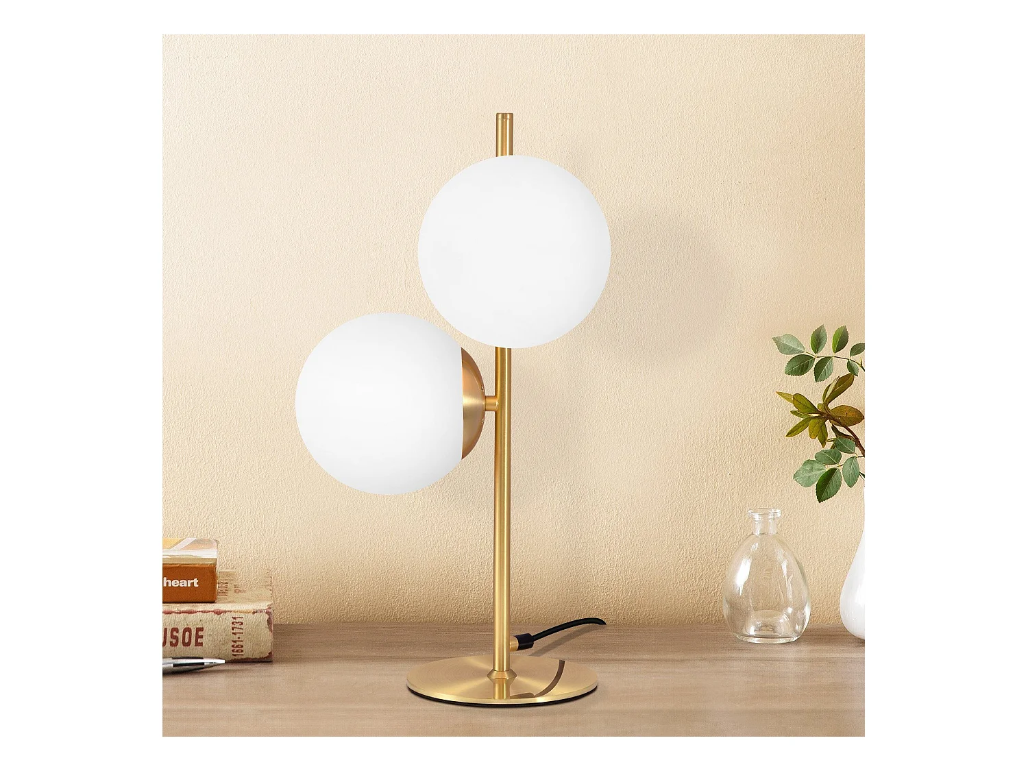 NETTLIFE tafellamp nachtkastellamp moderne industriële gouden 2 lampen met schakelaar ontwerp metaal wit glas E27