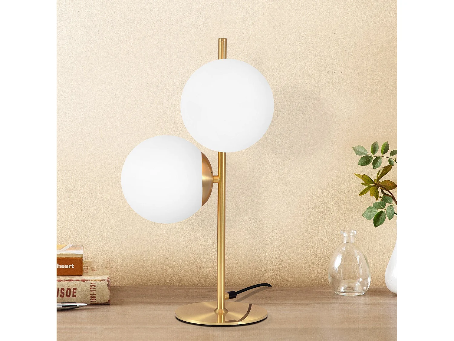 NETTLIFE tafellamp nachtkastellamp moderne industriële gouden 2 lampen met schakelaar ontwerp metaal wit glas E27