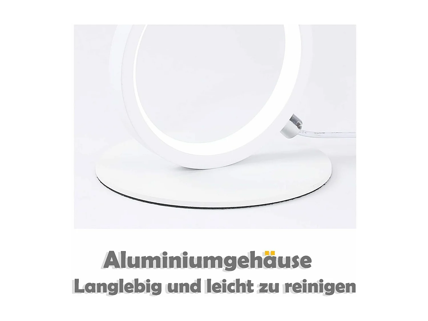 NETTLIFE LED lampe de table dimmable lampe de chevet tactile design moderne anneau en métal blanc aluminium étude