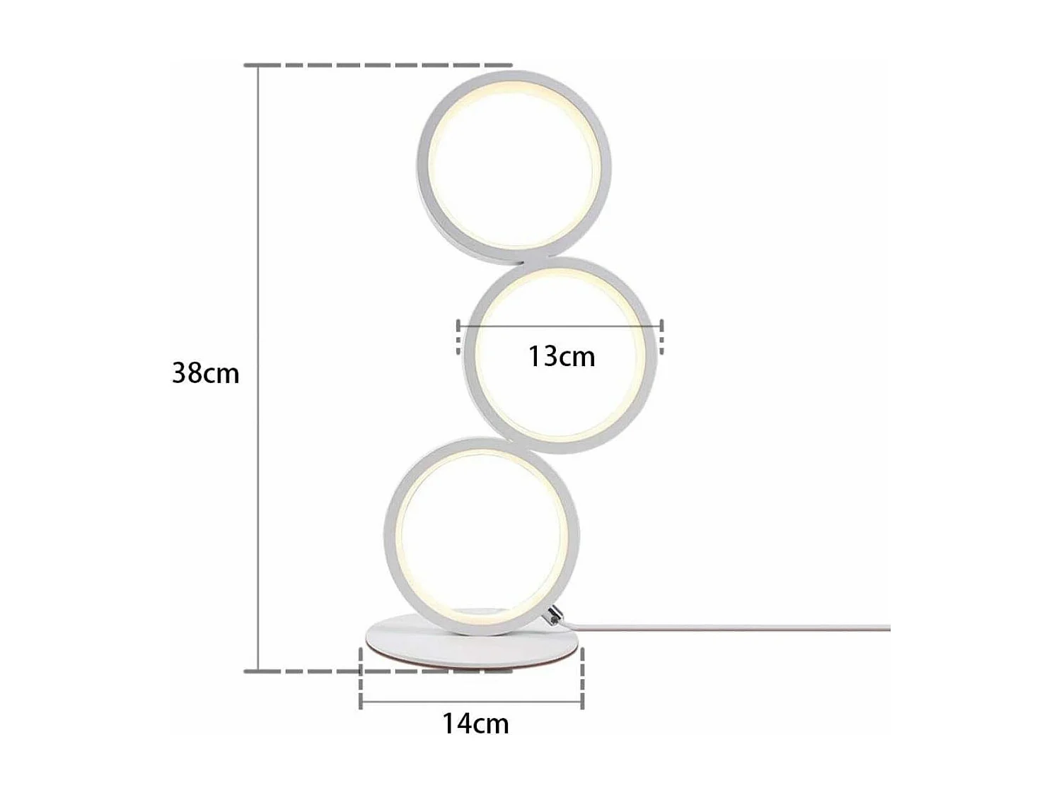 NETTLIFE LED lampe de table dimmable lampe de chevet tactile design moderne anneau en métal blanc aluminium étude