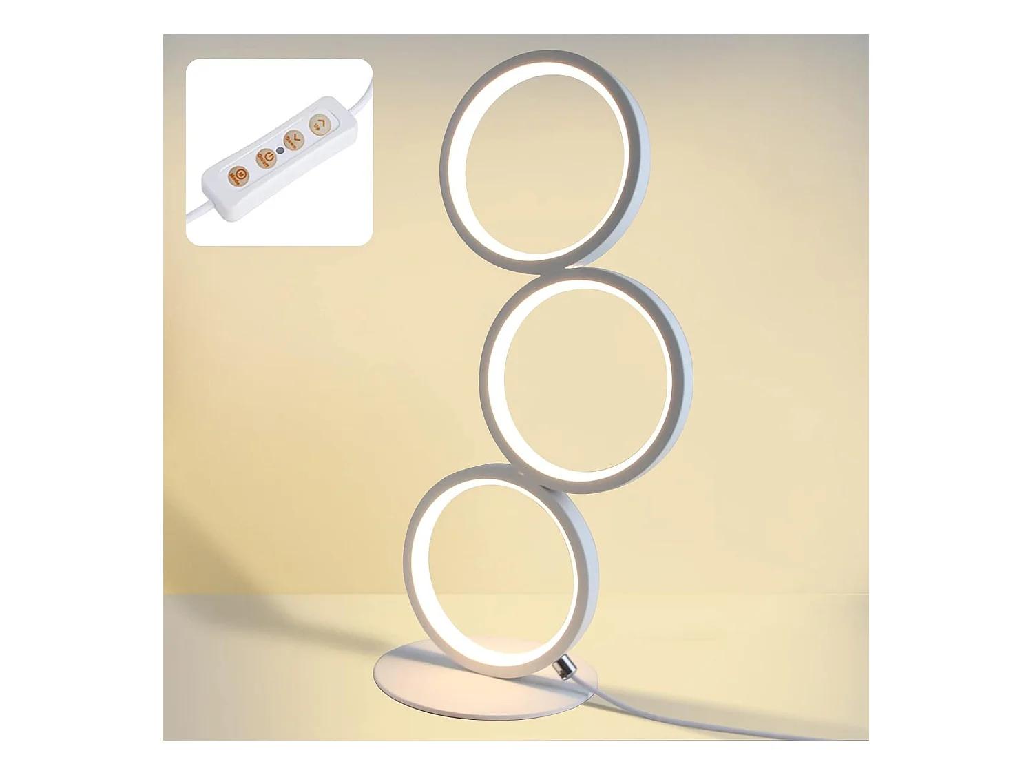 NETTLIFE LED Tischlampe dimmbar Nachttischlampe berührungsempfindliches Design moderner weißer Aluminium Metallring Studie