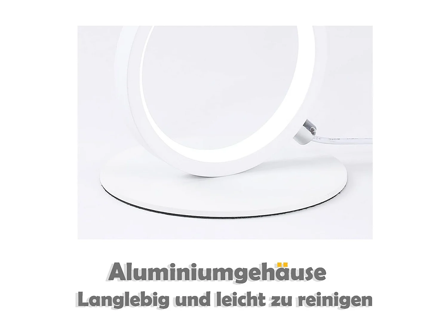 NETTLIFE Verstelbare tafellamp, aanraakbediende nachtlamp, moderne ontwerp, witte aluminiumen metalen ring, studeerkamer.