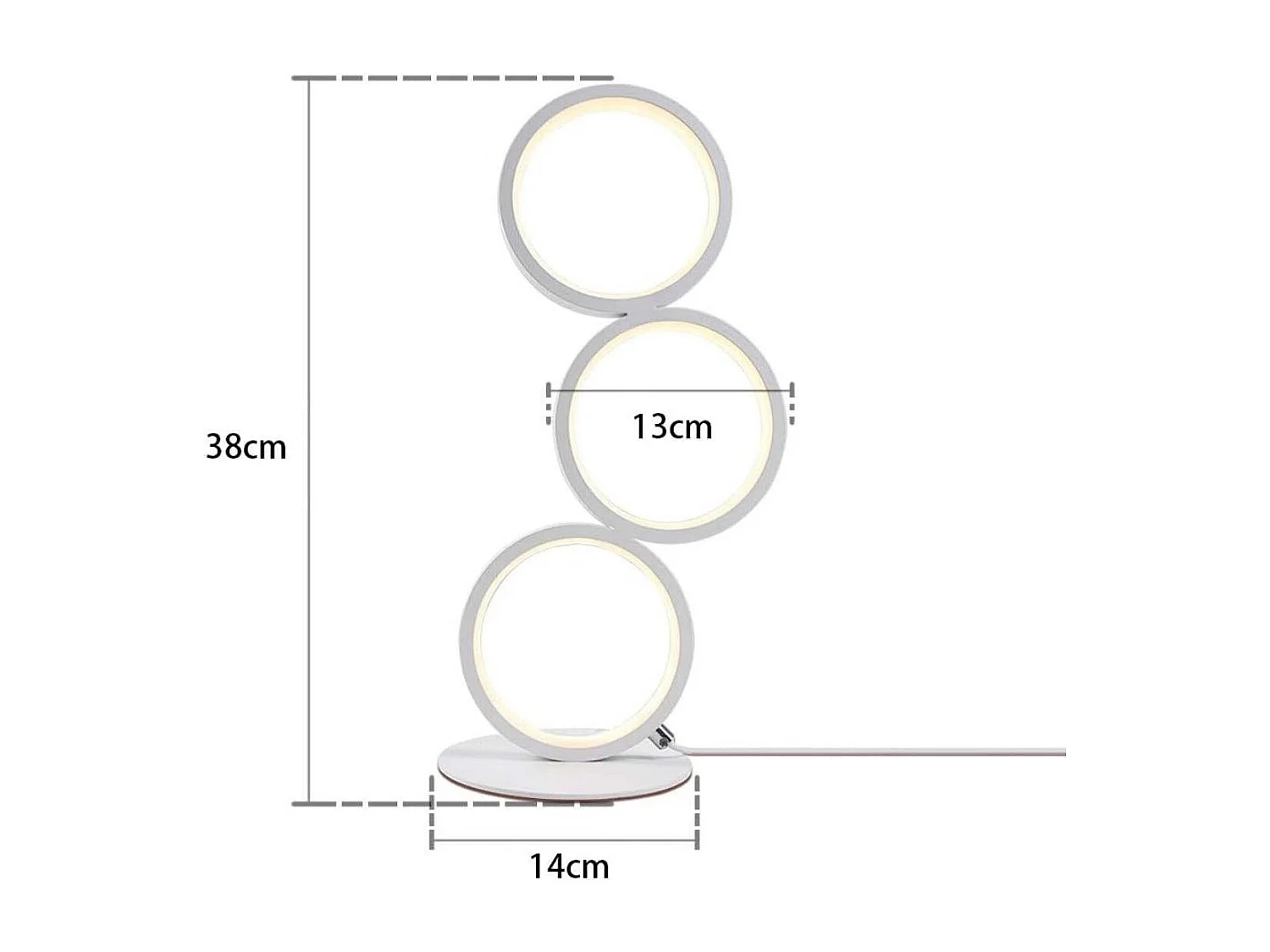 NETTLIFE Verstelbare tafellamp, aanraakbediende nachtlamp, moderne ontwerp, witte aluminiumen metalen ring, studeerkamer.